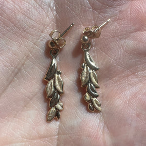 Hawaiian Maile Dangling Earrings in 14K Yellow, White or Pink Gold