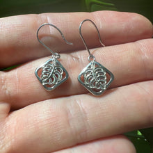 Load image into Gallery viewer, Hawaiian Quilt Monstera Dangle Earrings in 14K Yellow, White or Pink Gold
