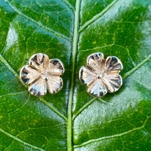 Load image into Gallery viewer, Medium Hibiscus Earrings in 14K White, Pink or Green Gold
