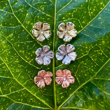 Load image into Gallery viewer, Medium Hibiscus Earrings in 14K White, Pink or Green Gold
