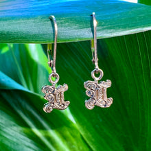 Load image into Gallery viewer, Old English Initial Lever Back Earrings in 14K Yellow Gold, Choice of &quot;L&quot; or &quot;A&quot;
