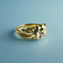 Load image into Gallery viewer, Two-tone Something Romantic Hawaiian Flower Ring in 18K White &amp; Green Gold
