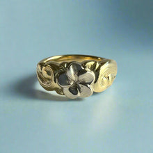 Load image into Gallery viewer, Two-tone Something Romantic Hawaiian Flower Ring in 18K White &amp; Green Gold
