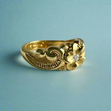Load image into Gallery viewer, Something Romantic Hawaiian Flower Ring with Diamond in 18K Yellow Gold
