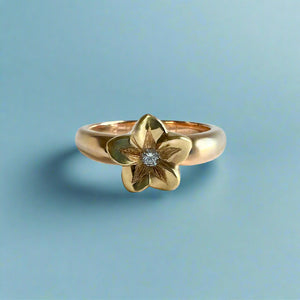 Two-tone Simply Romantic Ring with Diamond in 14K Yellow & Pink Gold