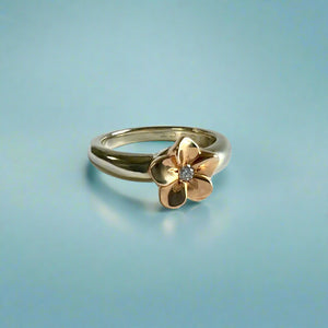 Two-tone Simply Romantic Ring with Diamond in 18K Pink & White Gold
