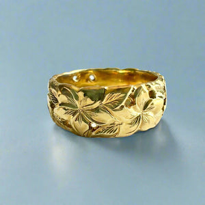 Pukalani Filigree 8mm Flower Ring in 14K Green Gold