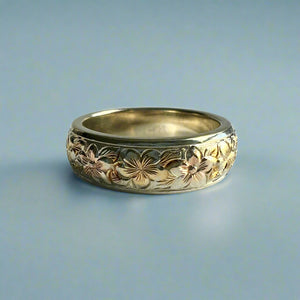 Multicolor Hawaiian Haku Leilani 6mm Ring in 14K Gold