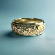 Load image into Gallery viewer, Multicolor Hawaiian Haku Leilani 8mm Ring in 14K Gold
