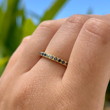 Load image into Gallery viewer, Black Diamond Ring Guard in 18K Yellow Gold in size 7 7/8
