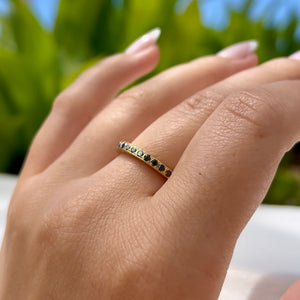 Black Diamond Ring Guard in 18K Yellow Gold in size 7 7/8