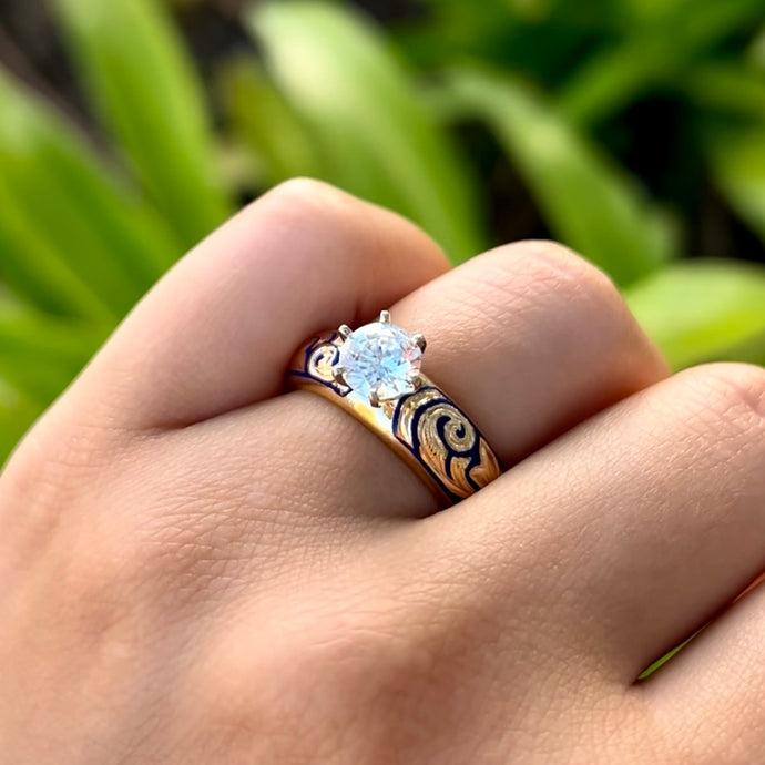Ali'i 6mm Solitaire Ring with Cubic Zirconia in 14K Yellow Gold in size 8