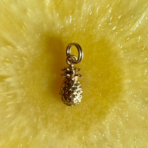 Hawaiian Pineapple Charm in 14K Yellow, White, Pink or Green Gold or 18K Yellow Gold