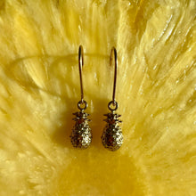 Load image into Gallery viewer, Hawaiian Pineapple Dangle Earrings in 14K Yellow, White, Pink or Green Gold
