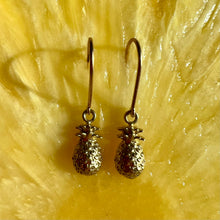 Load image into Gallery viewer, Hawaiian Pineapple Dangle Earrings in 14K Yellow, White, Pink or Green Gold
