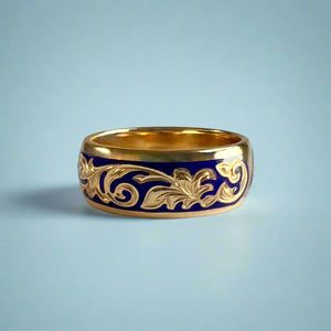 Ali'i 8mm Ring with Gecko in 14K Yellow Gold in size 9 1/4