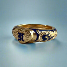 Load image into Gallery viewer, Ali&#39;i Heart Ring w/ Initial in 14K Yellow Gold
