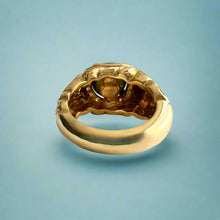 Load image into Gallery viewer, Old English &amp; Diamonds Black Pearl Ring in 14K Yellow Gold in size 5 1/2
