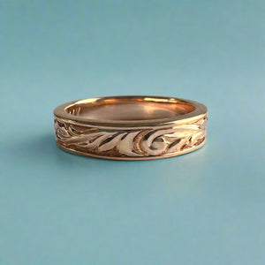 Shiny Old English 4mm Flat Ring in 14K Pink Gold in size 6 3/4