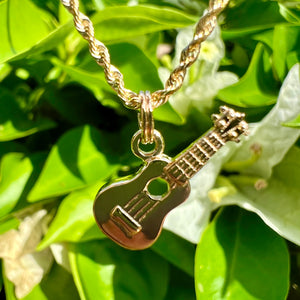 Hawaiian Ukulele Charm in 14Y Yellow, White or Pink Gold