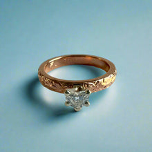 Load image into Gallery viewer, Shiny Maile 3mm Solitaire with Diamond in 14K Pink Gold in size 5
