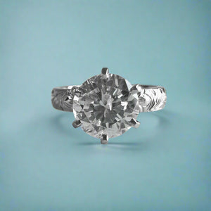Kaimana Kula Old English & Hibiscus 4mm Solitaire with 2.40ct Diamond in 14K White Gold