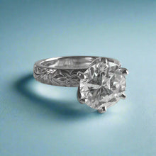 Load image into Gallery viewer, Kaimana Kula Old English &amp; Hibiscus 4mm Solitaire with 2.40ct Diamond in 14K White Gold
