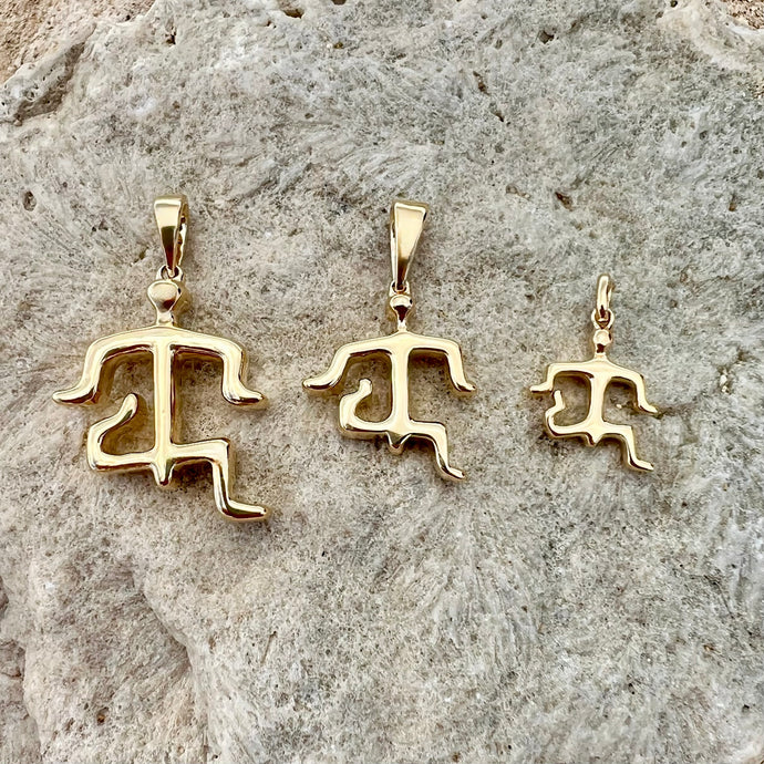 Large, medium and small Hawaiian Runner man Petroglyph Pendant 
