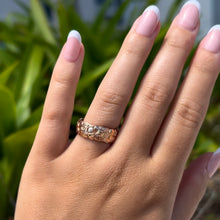 Load image into Gallery viewer, Scalloped Plumeria with Leaves 8mm Hawaiian Ring in 14K Pink Gold in size 8
