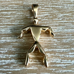 Hawaiian Muscle Man Petroglyph Pendant in 14K Yellow Gold