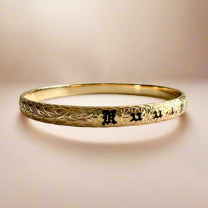 Maile & Hibiscus 6mm "Kuuipo" Bangle Bracelet in 14K Yellow Gold
