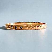 Load image into Gallery viewer, Scalloped Shiny Maile &amp; Hibiscus 6mm Bangle Bracelet in 14K Pink Gold in size 7 3/4
