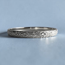 Load image into Gallery viewer, Hibiscus &amp; Plumeria with leaves 6mm Bangle Bracelet in 14K White Gold in size 7 3/4
