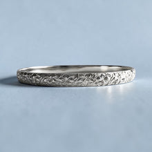 Load image into Gallery viewer, Hibiscus &amp; Plumeria with leaves 6mm Bangle Bracelet in 14K White Gold in size 7 3/4
