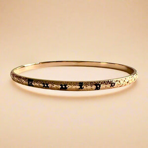 Hibiscus 4mm "Kuuipo" Hawaiian Bangle Bracelet in 18K Pink Gold