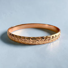 Load image into Gallery viewer, Maile &amp; Hibiscus 8mm "Kuuipo" Bangle Bracelet in 14K Pink Gold in size 7 1/2
