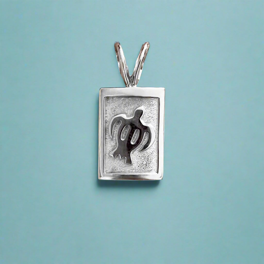 Raised Honu (Turtle) 12mm Pendant in 14K White Gold