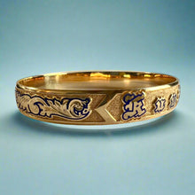Load image into Gallery viewer, Raised Old English &amp; Shiny Maile 10mm &quot;Kuuipo&quot; Bangle Bracelet in 14K Yellow Gold
