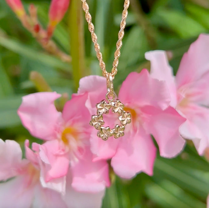 Small Hawaiian Plumeria Wreath Slider Pendant 