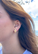 Load image into Gallery viewer, Hibiscus w/ Leaves French Clip Earrings in 14K Yellow Gold
