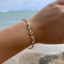 Load image into Gallery viewer, Five Plumeria Hawaiian ID Bracelet in 14K Gold
