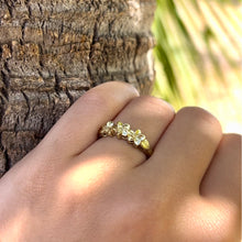 Load image into Gallery viewer, Three Small Plumeria Hawaiian Flower Ring in 14K Green Gold
