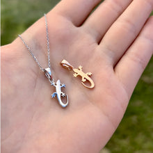 Load image into Gallery viewer, Gecko Pendant in 14K Pink or 14K White and Pink  Gold
