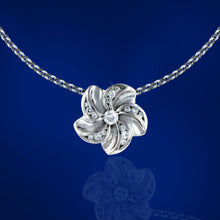 Load image into Gallery viewer, Hawaiian Plumeria Slider Necklace with Diamonds in 14K White Gold
