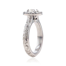 Load image into Gallery viewer, Engagement ring with Hawaiian engraving in Old English scroll design 
