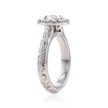 Load image into Gallery viewer, Engagement ring with Hawaiian engraving in Old English scroll design 
