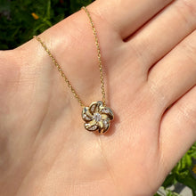 Load image into Gallery viewer, Small Plumeria with Diamonds Slider Pendant in 14K Yellow Gold
