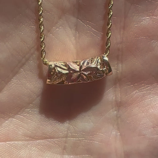 Two tone Hawaiian Plumeria pendant on chain
