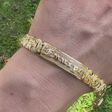 Load and play video in Gallery viewer, Old English 12mm Hawaiian Link Bracelet in 14K Yellow Gold
