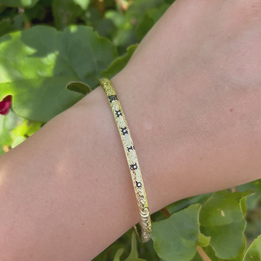 Black enamel name on Hawaiian Bracelet